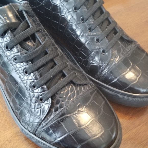 ITALIAN LEATHER EMBELLISHED CROC PRINT PIETRO 066 - Picture 5 of 11